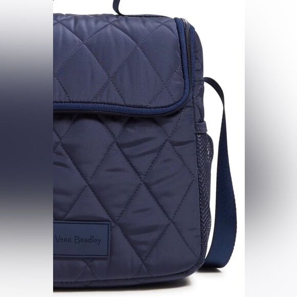 Vera BradleyโUltralight Scroll Navy Quilted Crossbody Lunch Bag - Picture 11 of 16
